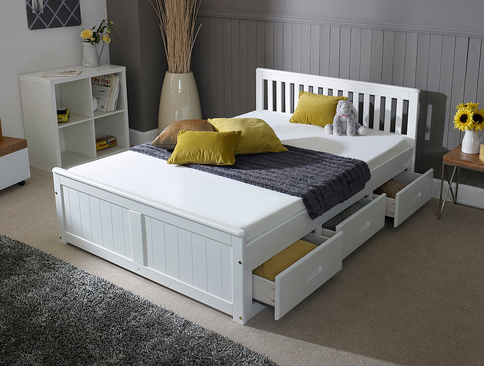 small double bed with drawers and mattress